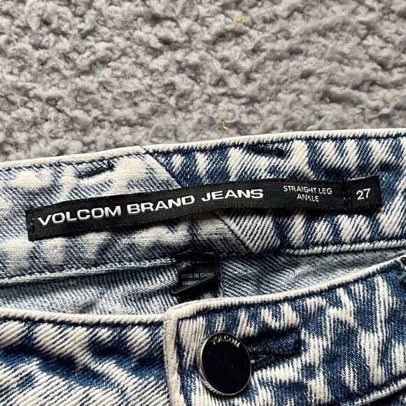 Volcom Jeans Womens Size 27 Blue Acid Wash Straight Leg Ankle Zip - Picture 3 of 12